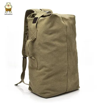 

Beibaobao Large Capacity Canvas Mountaineering Man Backpack Male Bucket Travel Shoulder Bag Tactical Military Canvas Backpack