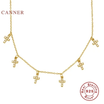 

CANNER INS Wind Cross Diamond 925 Sterling Silver Necklace For Women 2020 Gold 18k Jewelry Chain Choker Necklace Collares Collar