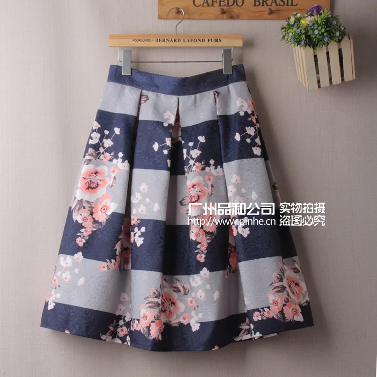 8805# AliExpress юбка в полоску с принтом Осень-зима Европа и Америка Высокая талия юбка-пачка средней длины