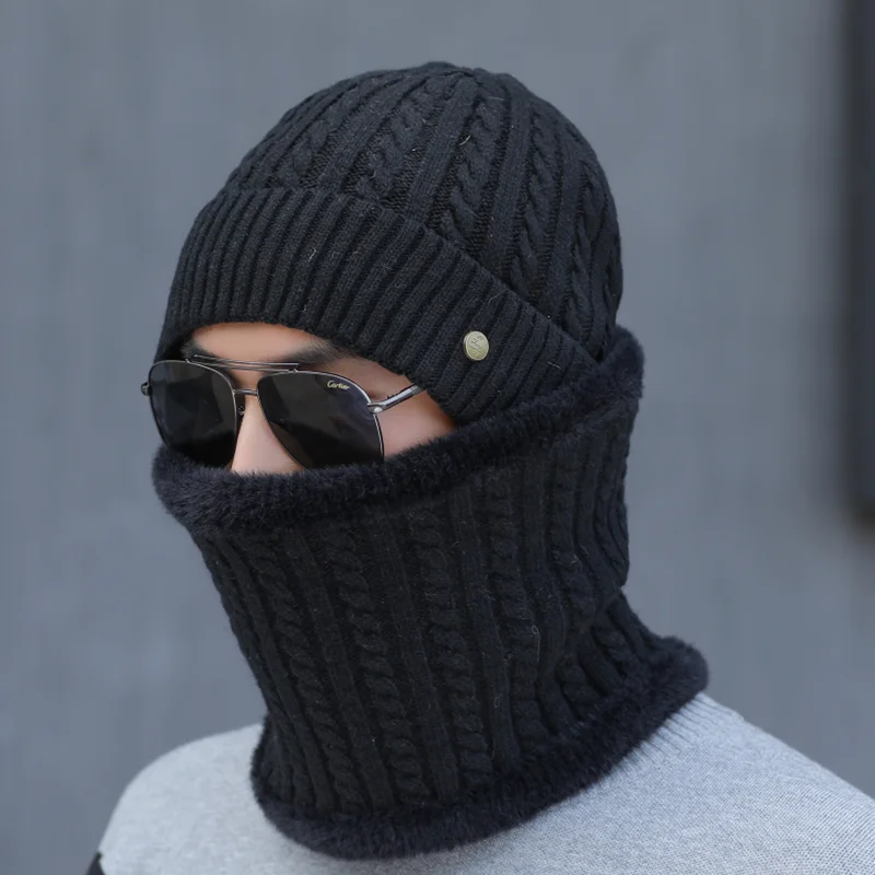 Бренд HANGYUNXUNHAO Skullies Beanies, мужские зимние шапки для мужчин, шарф, вязаная шапка, Beany, зимняя шапка, мужская шапка Gorro