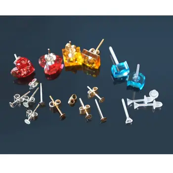 

1000Pcs Earring Posts Flat Pad with Earring Back Earring Making Jewelry Findings