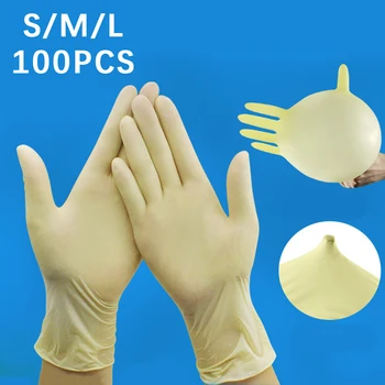 

100pcs Yellow Disposable Multi-Purpose Emulsion Protection Gloves 12inch Lengthen Anti-acid Waterproof S/M/L