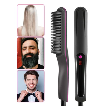 

Hair Straightener Hot Comb Heating Smooth Brush Iron Straightening Comb Corrugation Curler Straightener Dual-Function Use Tools
