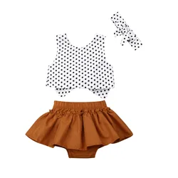 Barboteuse en coton à pois pour bébé fille, ensemble de vêtements d'été, body + short à volants, nouvelle collection 