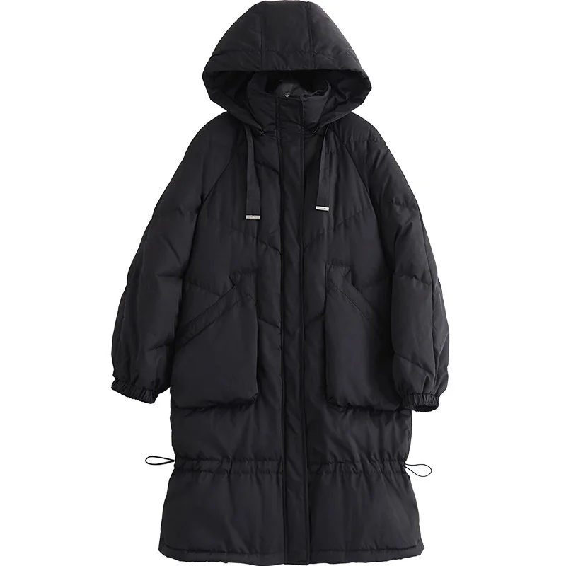 

New Fault Code Winter Down Jackets Overcoat Woman Long Overknee Stand Lead Even Hat Loose Coat