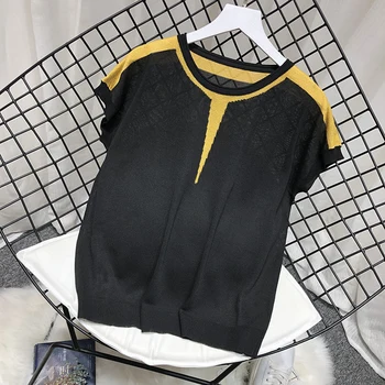 

2020 summer women knitted sweaters short sleeve lady knitted tops