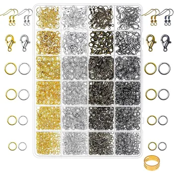 

3200Pack Jewellery Necklace Repair Kit with Jumpers, Clasps and Earring Hooks for Jewellery Making Supplies, Earring Making Acc