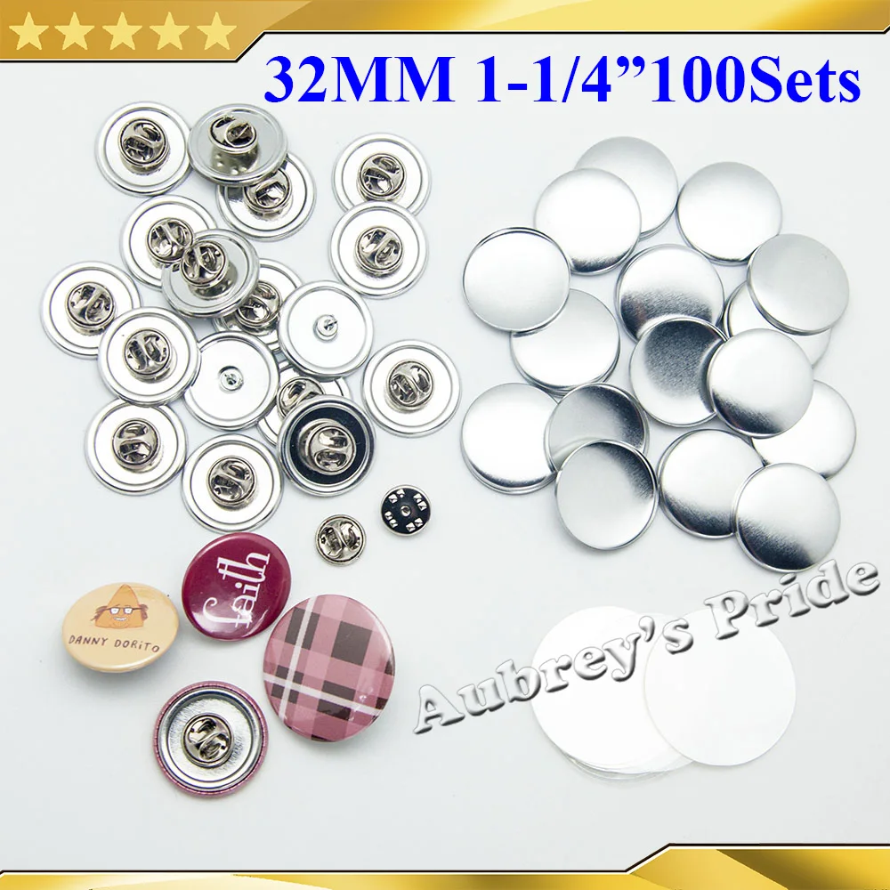 

100 Sets 1-1/4" 32mm NEW Professional Butterfly Clutch-Back Metal All Steel Badge Button Maker Button Supply Materials