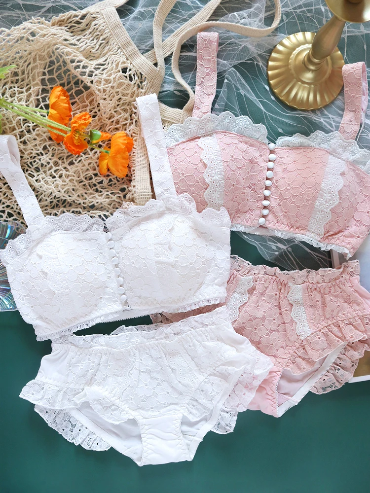 

Japanese retro bra set palace style lolita tube top lace sling sujetadores female thin beauty back palace breasted ropa mujer