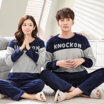 

Couple Pajamas Warm Flannel Thicken home pajamas Long Sleeve pijama mujer kawaii clothes women's pajamas Christmas Sleepwear