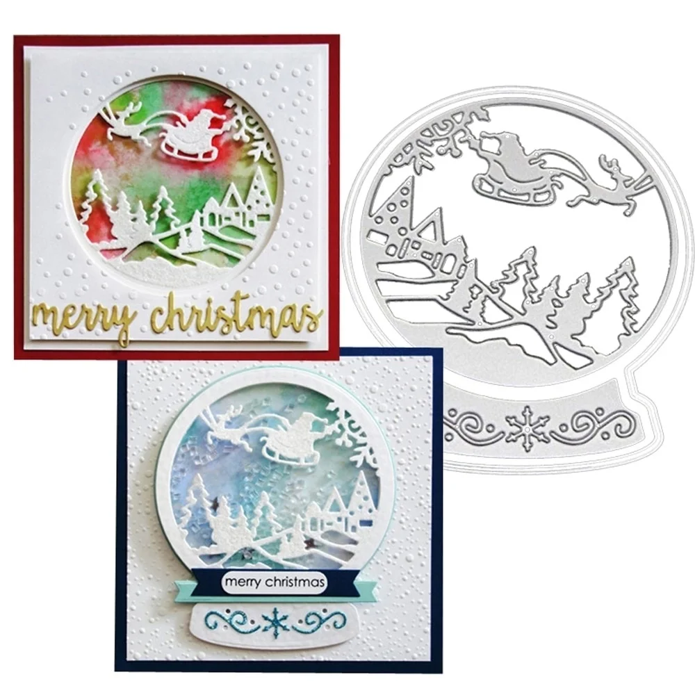 Crazyclown Santa Snow Globe Christmas Metal Cutting Dies for Craft Dies