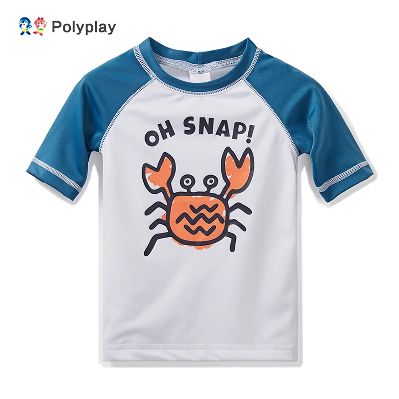 

The boy's short sleeve surf suit SPF 50 single top beach suit