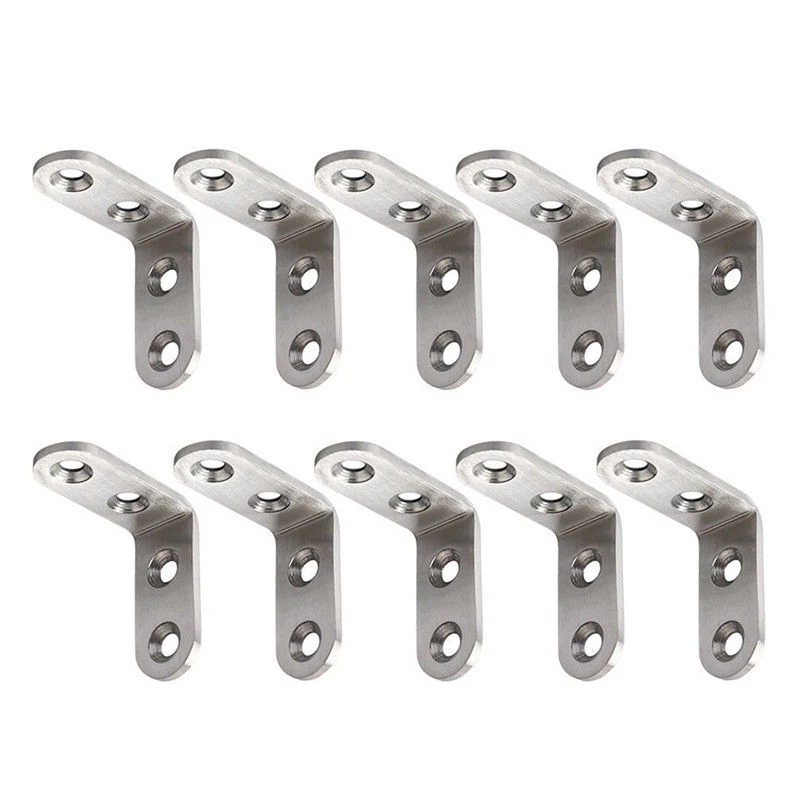 10pcs L Shape Stainless Steel Angle Fixed Bracket Joint Shelf Cabinet Right Support Connector Furniture Hareware Accessories |