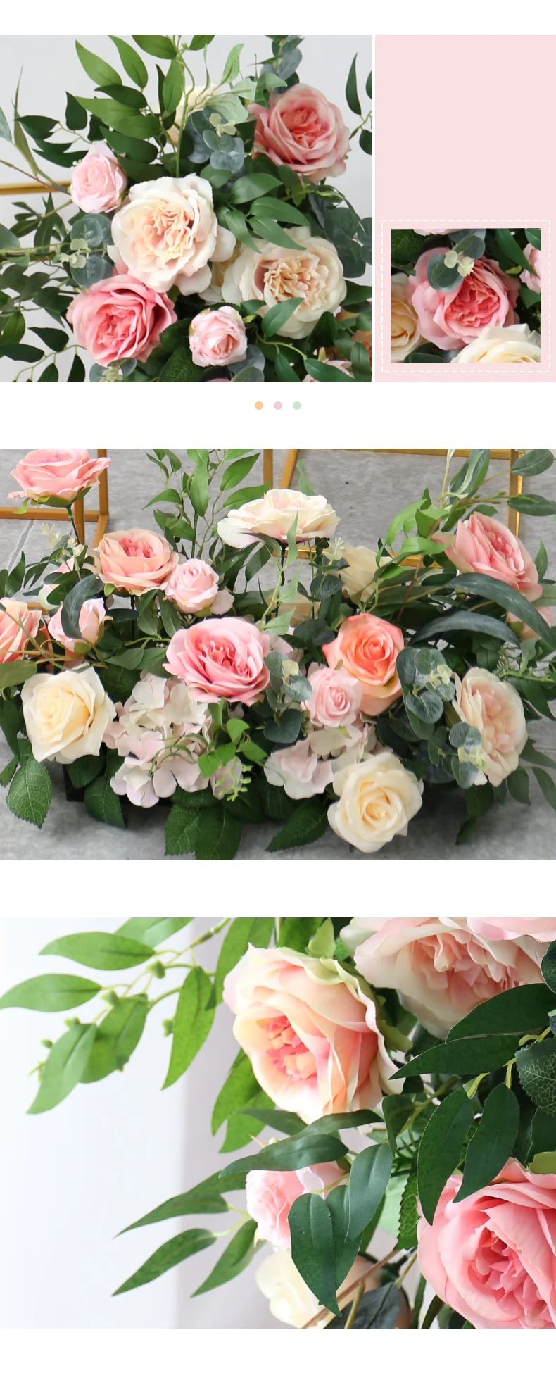 JAROWN Customized Rouge Pink Flowers Romantic Wedding Artificial Flower Row Flower Ball Decoration Background Flowers Stand Arch Decorative Flores (5)