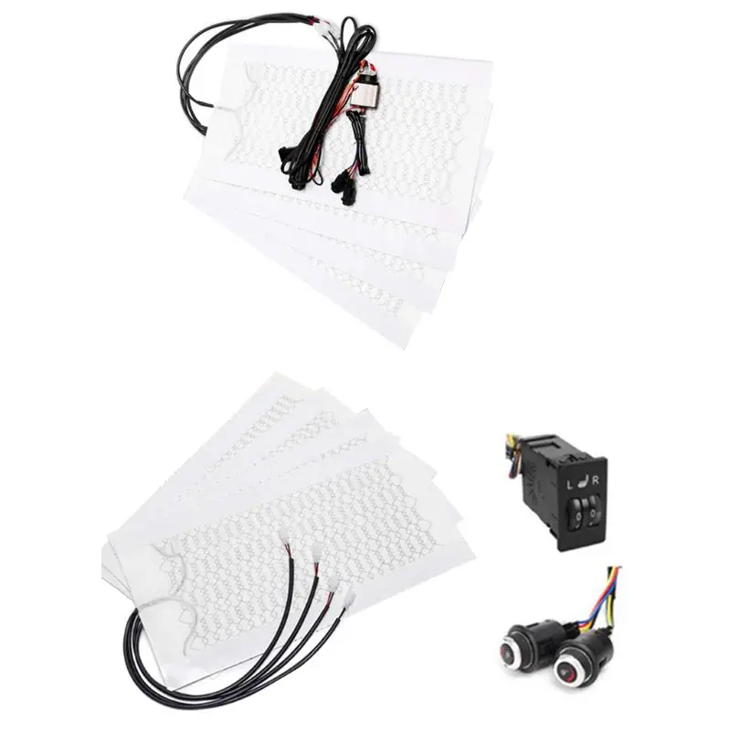 12 В 2 сиденья 4 колодки Универсальный подогреваемый подогрев сидений из углеродного волокна колодки 5/6 переключатель уровня зимние теплые чехлы для сидений