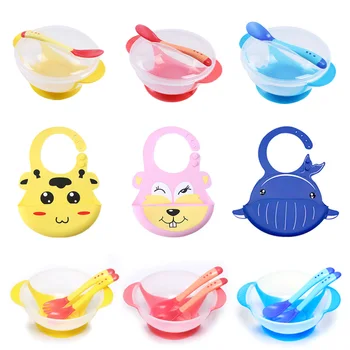 

Baby Bowl Set Training Bowl Spoon Tableware Set Dinner Bowl Learning Dishes with Suction Cup Children Training Dinnerware
