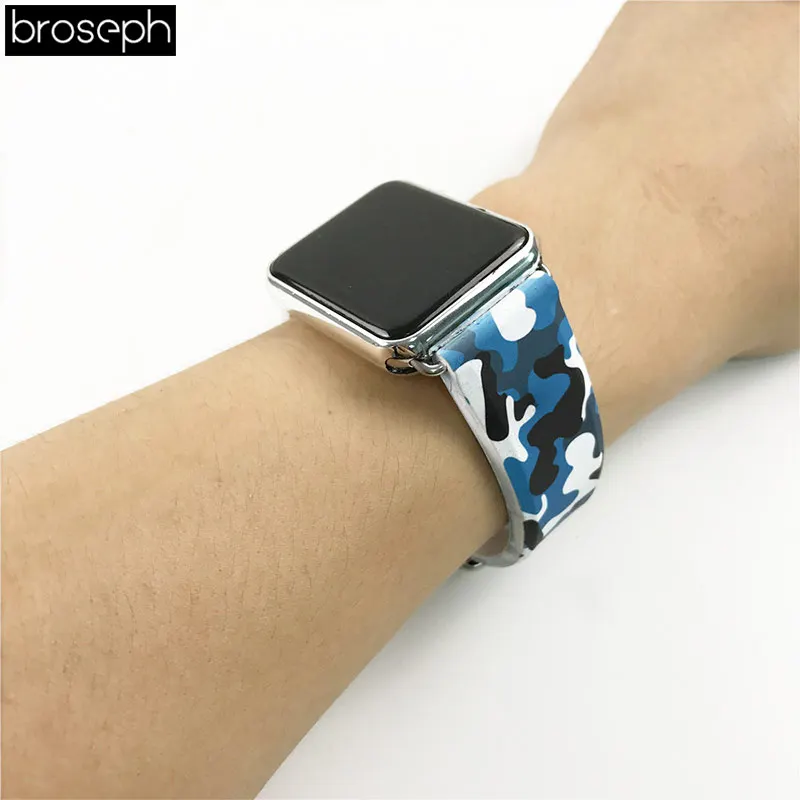 Силиконовый ремешок для Apple Watch, 4 ремешка, 44 мм, 40 мм, камуфляжный ремешок для iwatch, 38 мм, 42 мм, браслет, аксессуары