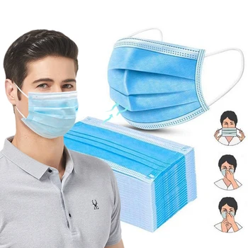 

3ply 50pcs 100pcs Meltblown Anti Pollution Disposable Laye Hygiene Face Dust Fabric Mask masque Facemask Mouth Cap Filter 50 pcs
