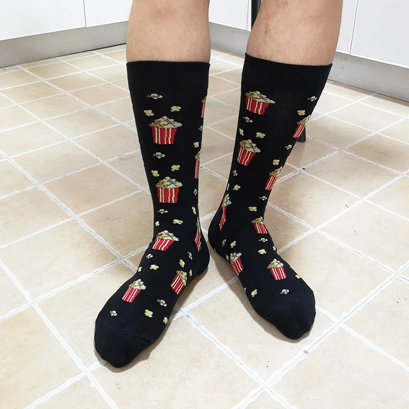 Downstairs Food Men's Socks Pizza Cake Autumn New Arrived Cotton Hip Hop Streetwear Dress Happy Socks Sloth Kaos Kaki