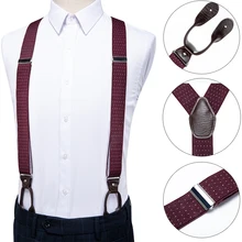 DiBanGu мужские подтяжки кожа Красное вино Dot дизайн 6 кнопок Мода Brace ремень Suspensorio Регулируемый Ligas Tirante BD-520