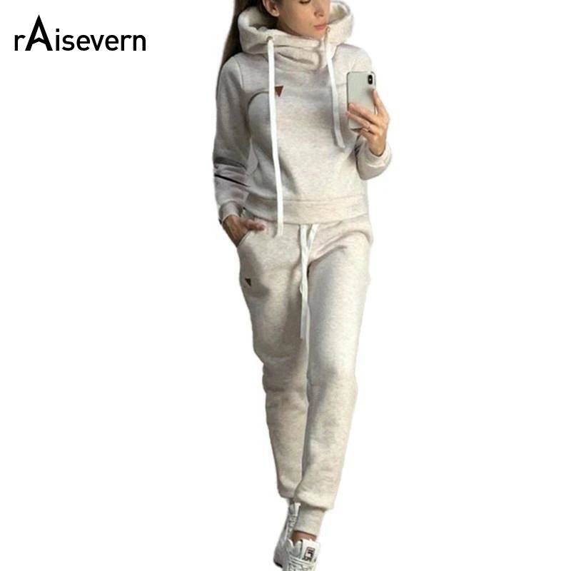 Raisevern New Women's Autumn And Winter Explosion Models New Fleece Fashion Casual Sports Suit Sweater Plus Size S-3XL