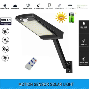 

900LM Solar Lights PIR Motion Sensor 60 LED Wall lamp With Remote Control Waterproof Solar Powered Light for Outdoor Garden