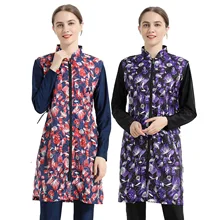 

Modest Women Swimsuit Plus Size Loose Elasticity Waist Floral Swimwear Islamic Full Cover with Hijab Soft Long Sleeve Burkini