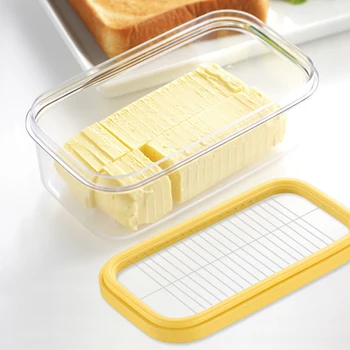 

kitchen Refrigerator Storage Box Food Butter Cheese Cutter Box With Lid Cutting Container Rectangle Food Storage Box Cheese