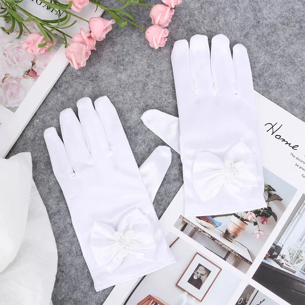 1 Pair Short Elegant Gloves Brief Elastic Silks Satins Party Paragraph Lady Gloves For Princess Dress Accessories Girls