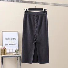 Fa908 новинка осень зима женская модная повседневная сексуальная юбка kawaii размера плюс вязаная юбка harajuku