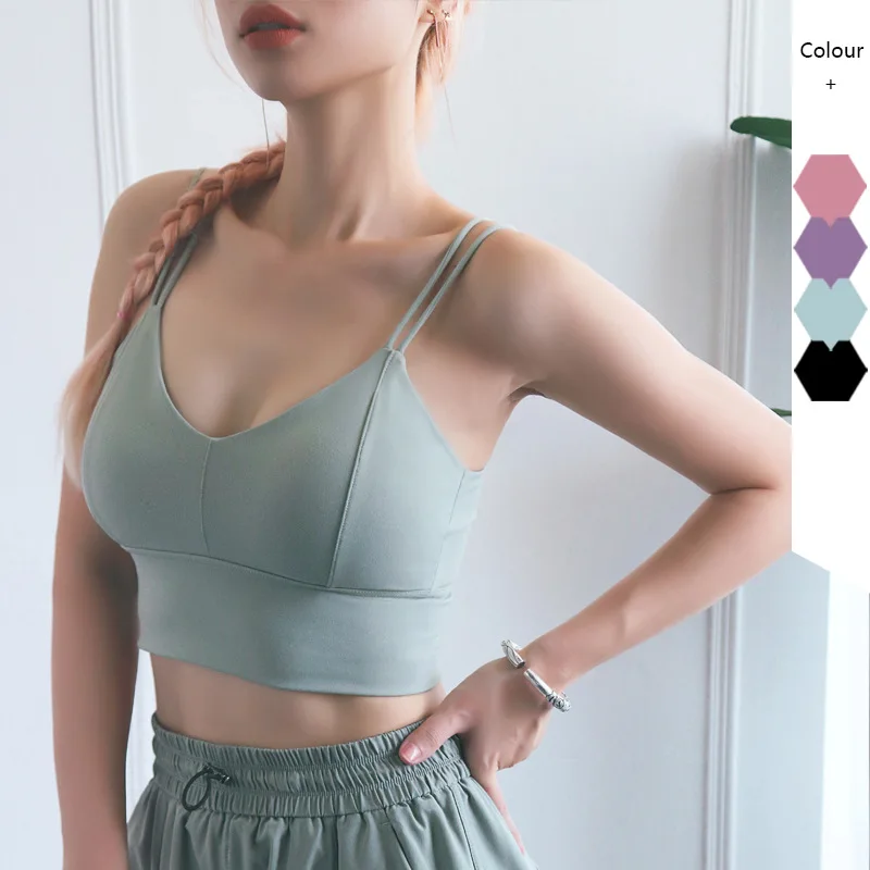 

Women Seamless Sport Bra Push Up Shockproof Strappy Fitness Underwear Yoga Pilates Tops Gym Running Yoga Padded Bra