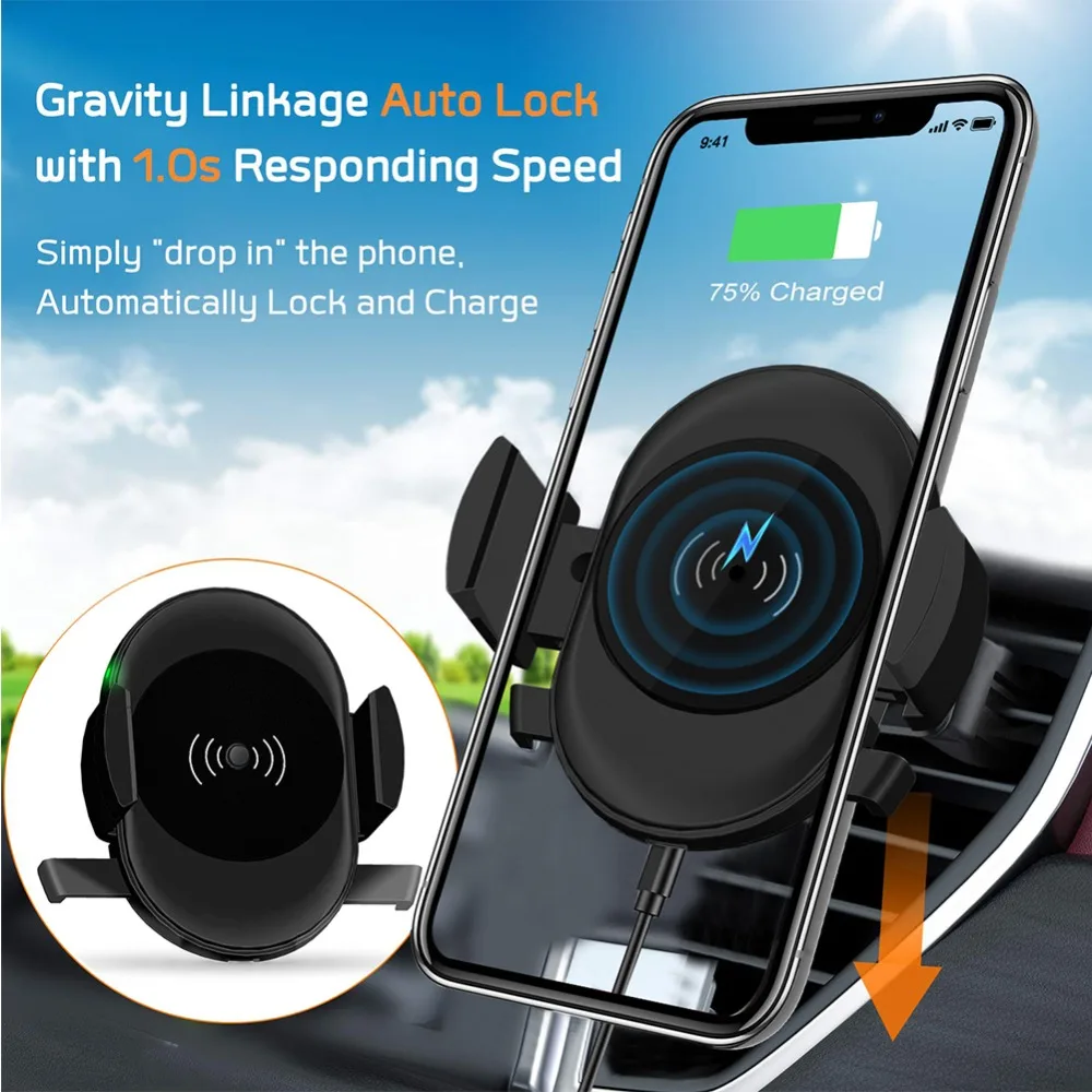Автомобильное беспроводное зарядное устройство для iPhone XS MAX X 8 11 CD слот вентиляционное отверстие Быстрая зарядка держатель телефона для samsung S10 Note 10 9 8 Plus