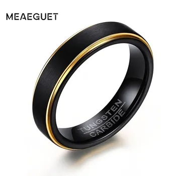 

Men Rings Tungsten Carbide Wedding Brands Gold Edge Black Color Fashion Persoanlized Jewelry