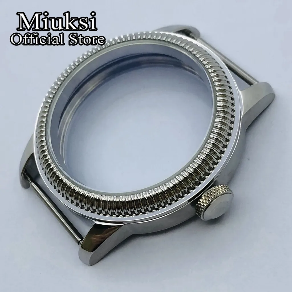 Miuksi 44mm 실버 스테인레스 스틸 케이스 ETA 6497 6498 ST3600 ST3620 ST36 시리즈 무브먼트