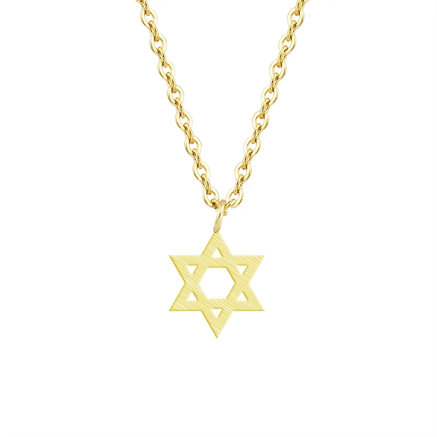 Ретро еврейские ювелирные изделия Звезда Давида, кулон ожерелье для женщин цепь нержавеющая сталь Израиль эмблема талисман печать Соломона знак - Окраска металла: Золотой цвет