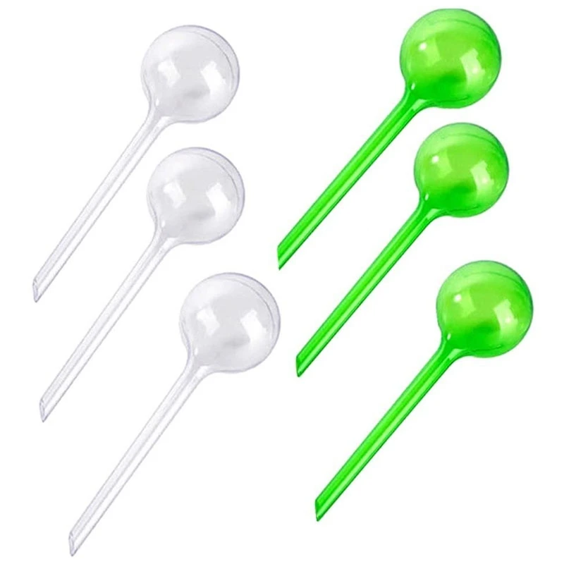 6Pcs Garden Watering Globes Automatic Watering Globes Plant Self Watering Bulb (Transparent&Green)