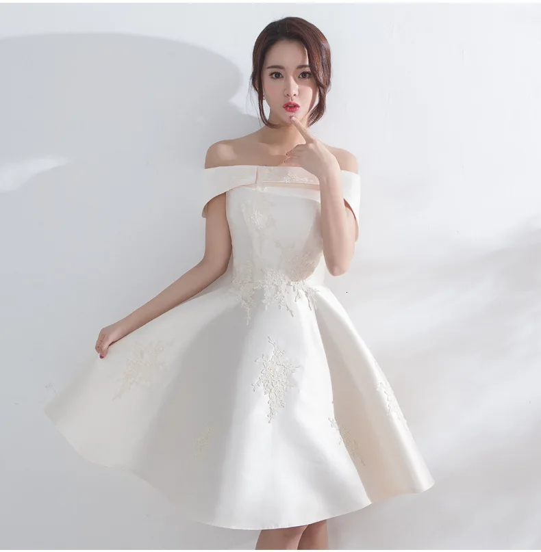 Vivian's Bridal, белое короткое платье без бретелек с открытыми плечами, платье для выпускного вечера с открытой спиной и кружевной аппликацией, простое платье для выпускного вечера для девочек