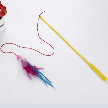 

Cat Toys Interactive Feather Teaser Wand Toy Lace Feathers Catcher for Cats Kitty