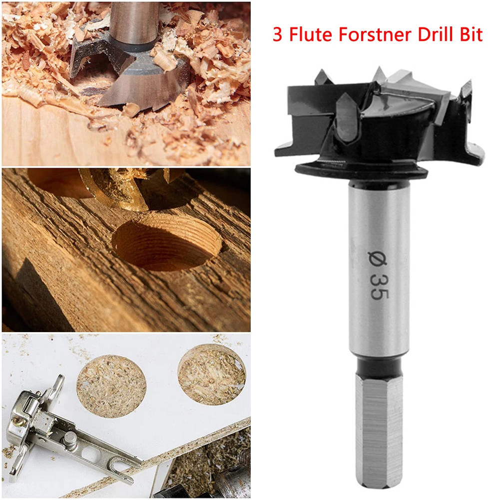 

35mm Wood Milling Cutter 3 Flutes Carbide Tip Forstner Drill Bit Woodworking Hole Saw For Power Tools Slab Flattening Router Bit