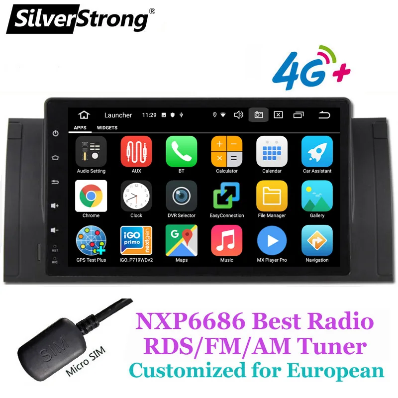 Автомобильное радио GPS Android 10 для BMW/E39/X5/E53 4G Wifi RDS FM/AM стерео система опционально