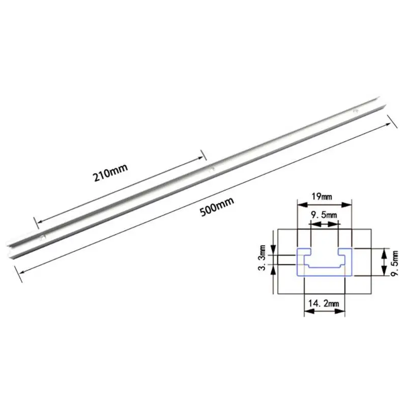 300-500 мм алюминиевый т-треков слот клещи бар слайдер деревообрабатывающий верстак пила калибровочный стержень поверхности анодированного - Цвет: 500mm B