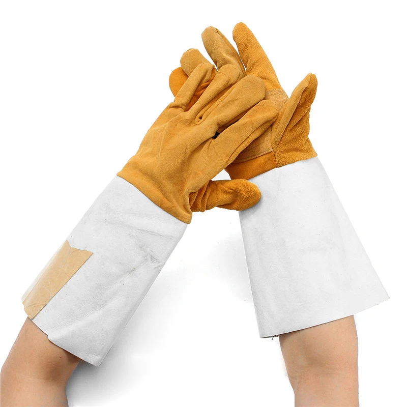 

New Welding Insulated Welders Work Soft Cowhide Leather Plus Gloves Electric Welding Leather Gloves