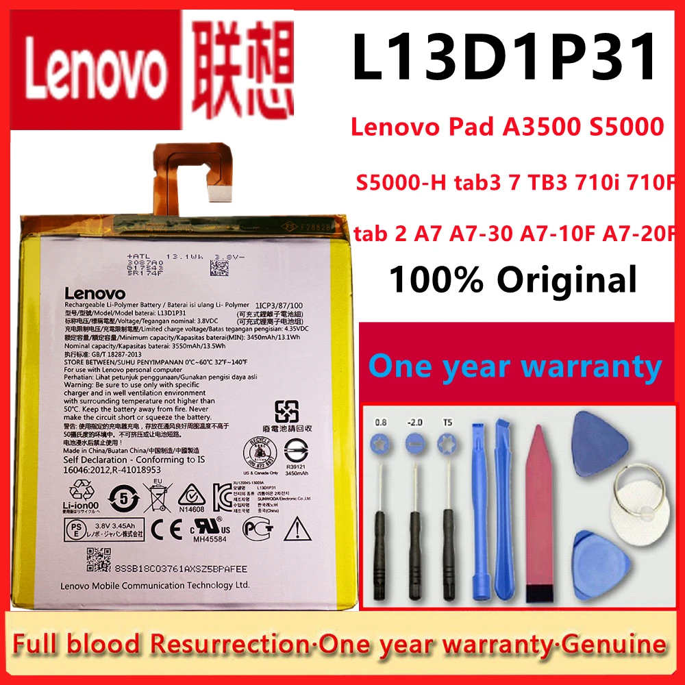100% Original L13D1P31 Battery for Lenovo Pad A3500 S5000 S5000-H Tab3 7 TB3 710i 710F Tab 2 A7 A7-30 A7-10F A7-20F Batteries | Мобильные