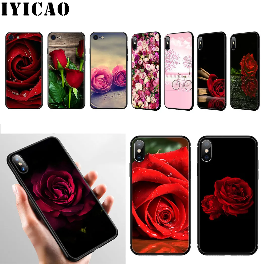 Red Roses Flower art Soft Silicone Case for iPhone 11 Pro Max XR X XS 6 6S 7 8 Plus 5 5S SE Phone Cover |