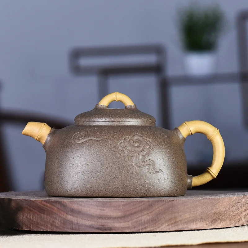 

2701 yixing masters all manual recommended undressed ore green square 350 ml xiangyun pot of tea set