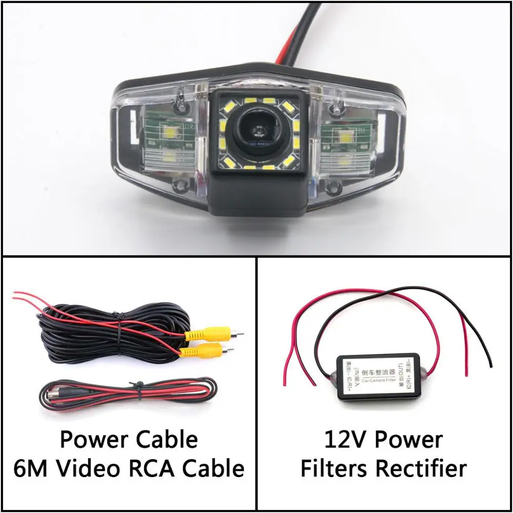Camera With Filter 12 Светодиодный свет заднего хода автомобиля зеркало заднего вида Камера для Honda Accord 2001 2002 2003 2004 2005 2006 2007 2008 2009 2010 Парковка резервного копирования - Название цвета: Camera With Filter