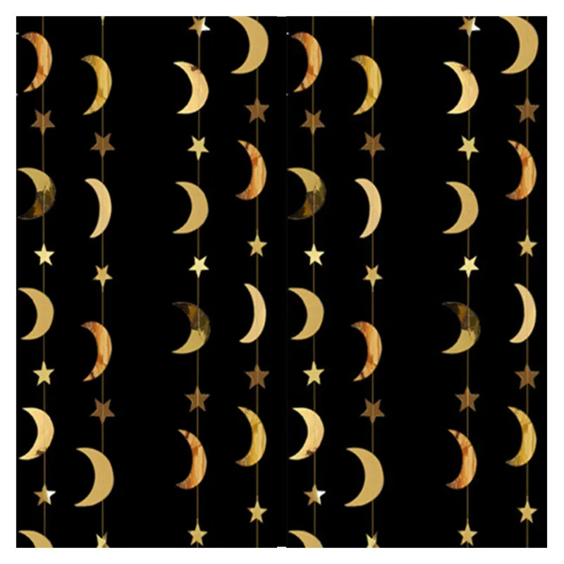 4M Gold Silver Star Moon Shape Paper Banner Garlands Wedding Decor
