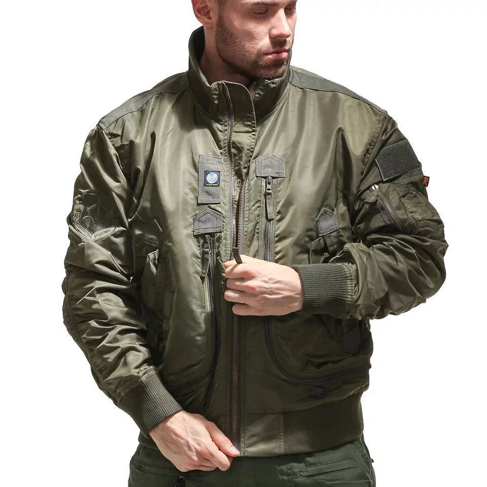 Army Green Модные армейские куртки, мужская Тонкая куртка-пилот, мужская бейсбольная форма, тактическая мужская куртка-бомбер, куртки с воротником-стойкой для мужчин DA506 - Цвет: Army Green