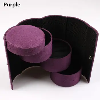 

New Jewelry Case Stylish Retro Travel Three-Layer Roll-up Snap Storage Velvet Jewelry Box for Earring Bracelet Necklace &