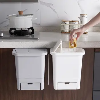 

Small Hanging Trash Can Innovative Design Cabinet Door Wall-mounted Trash Can With Lid For Kitchen Bedroom Convenience Stores